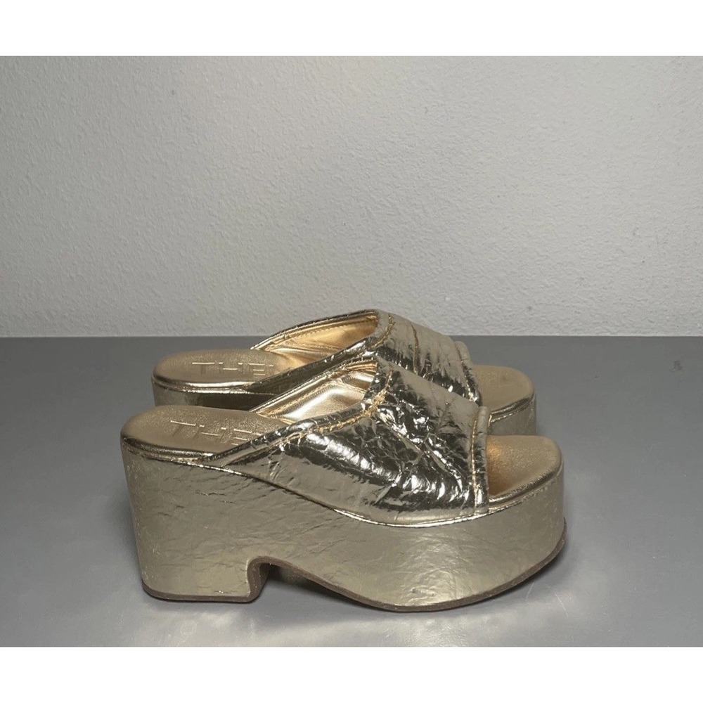THEMOIRé Metallic Gold Chunky Platform Slide sandals EU 37 / US 7